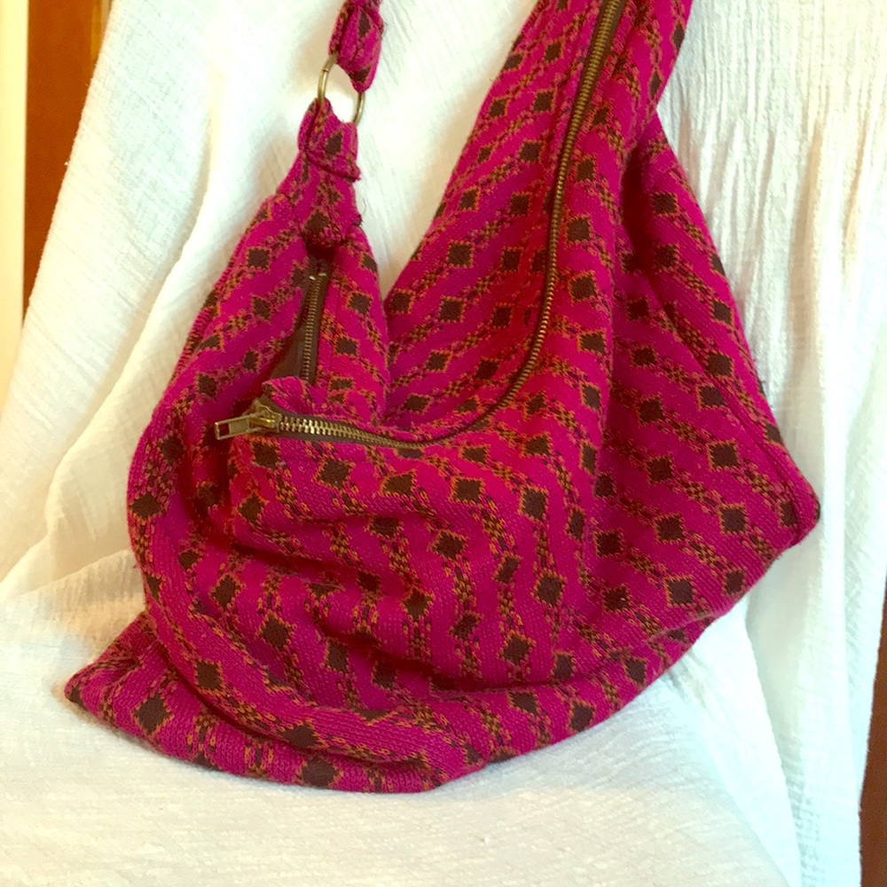 Large sweater material crossbody hobo